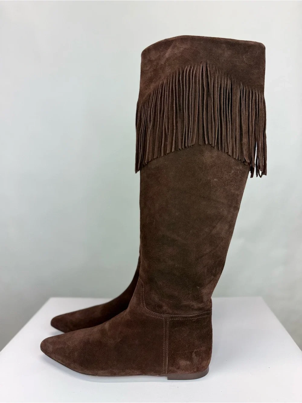 New Polo Ralph Lauren Fringe-Trim Suede Boot Knee High Sz 7